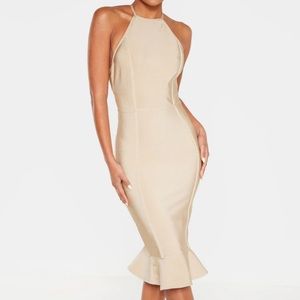 Bandage Cross Strap Open Back Midi Dress